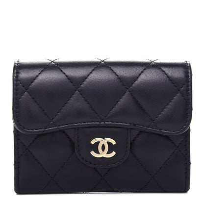 Chanel Lambskin Quilted Flap Card Holder Wallet Black 1 of 9