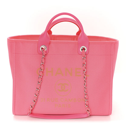 Chanel Mixed Fibers Calfskin Medium Deauville Tote Pink Orange 1 of 12