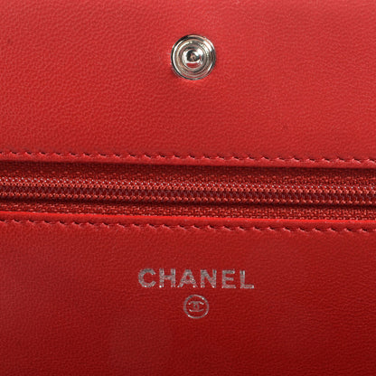Chanel Lambskin Quilted Boy Wallet On Chain WOC Red 7 of 8