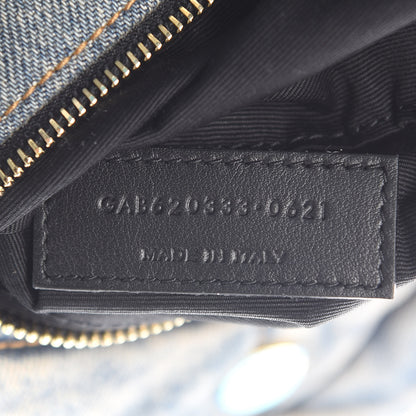Saint Laurent Denim Quilted Toy Loulou Puffer Monogram Chain Satchel Rodeo Blue 7 of 9