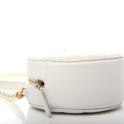 Chanel Calfskin Quilted About Pearls Round Clutch With Chain White 8 of 10
