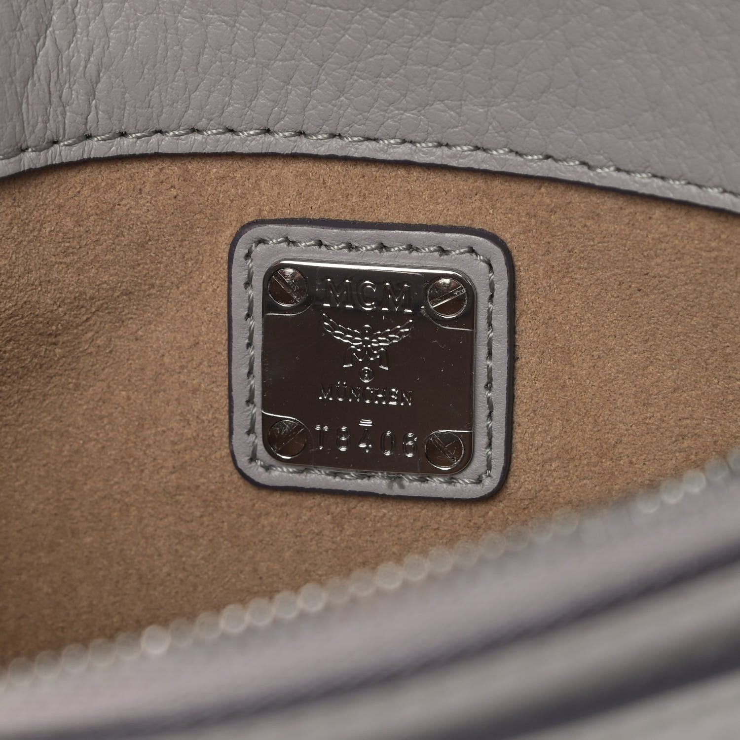 MCM Calfskin Ottomar Monogram Small Crossbody Bag Dove Grey 6 of 8