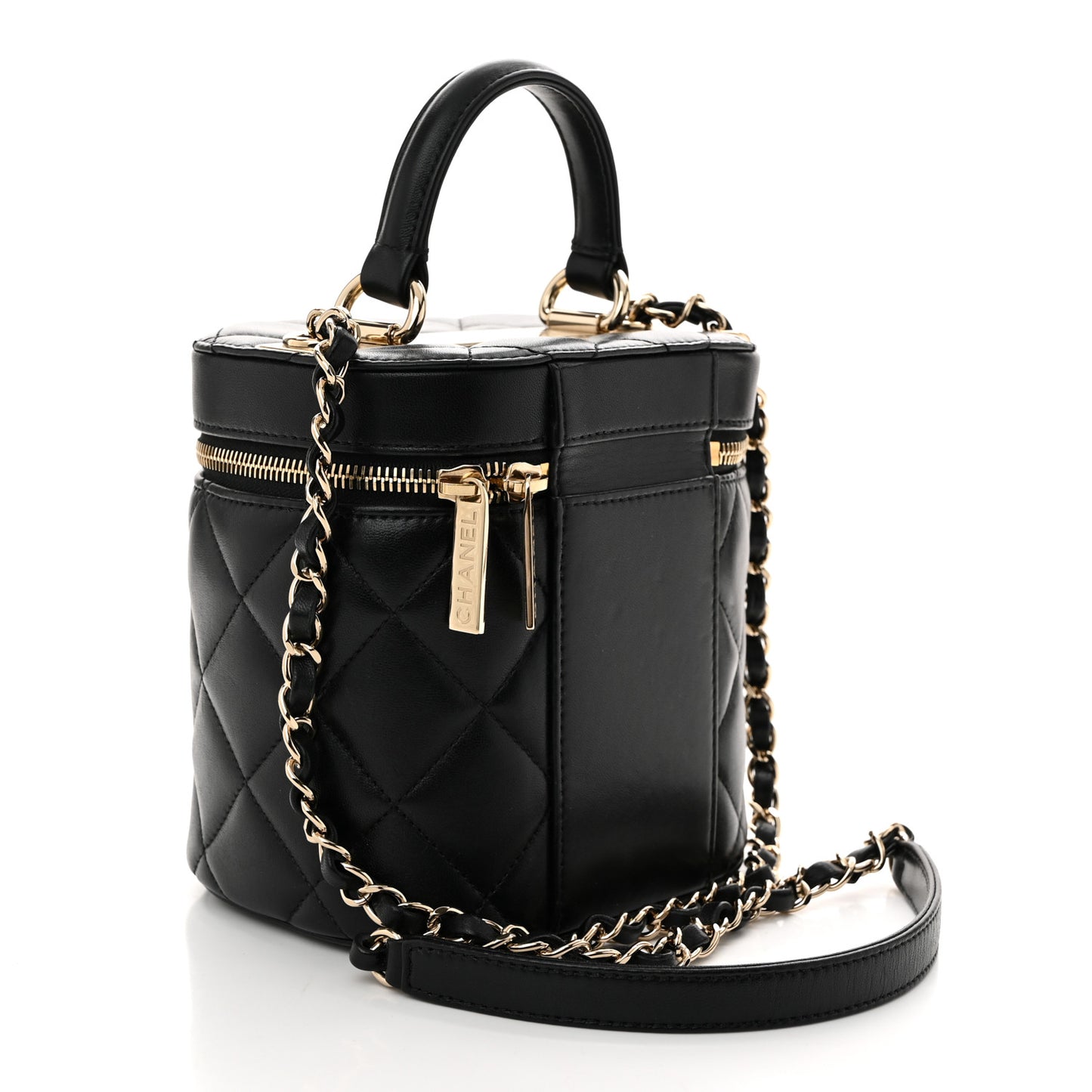 Lambskin Quilted Trendy Vanity Case Black