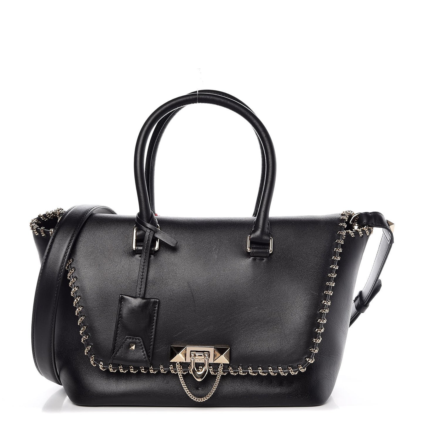Calfskin Groumette Small Demilune Double Handle Satchel Black