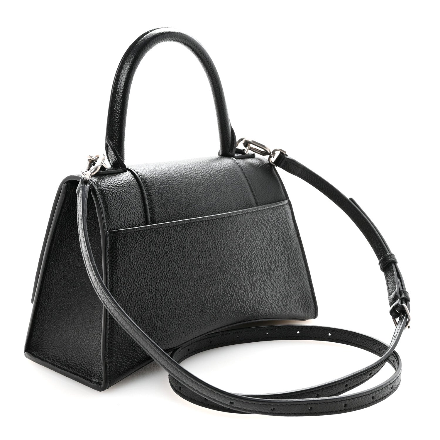 Balenciaga Grained Calfskin Small Hourglass Top Handle Bag Black 2 of 8