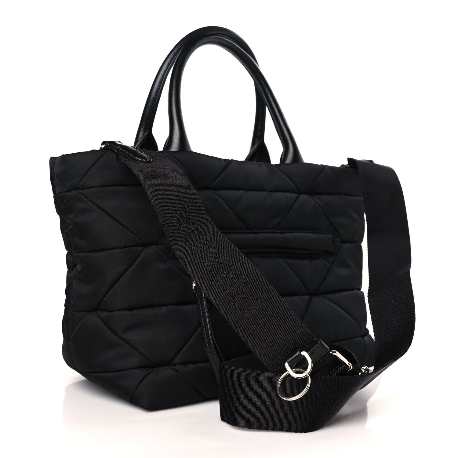 Prada Re-Nylon Nappa Triangle Quilted Padded Small Double Handled Zip Tote Black 2 of 7