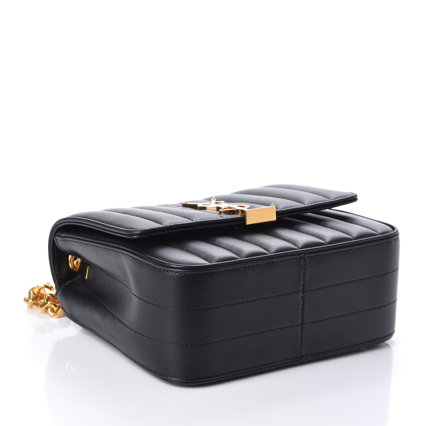 Lambskin Matelasse Monogram Medium Vicky Chain Bag Black