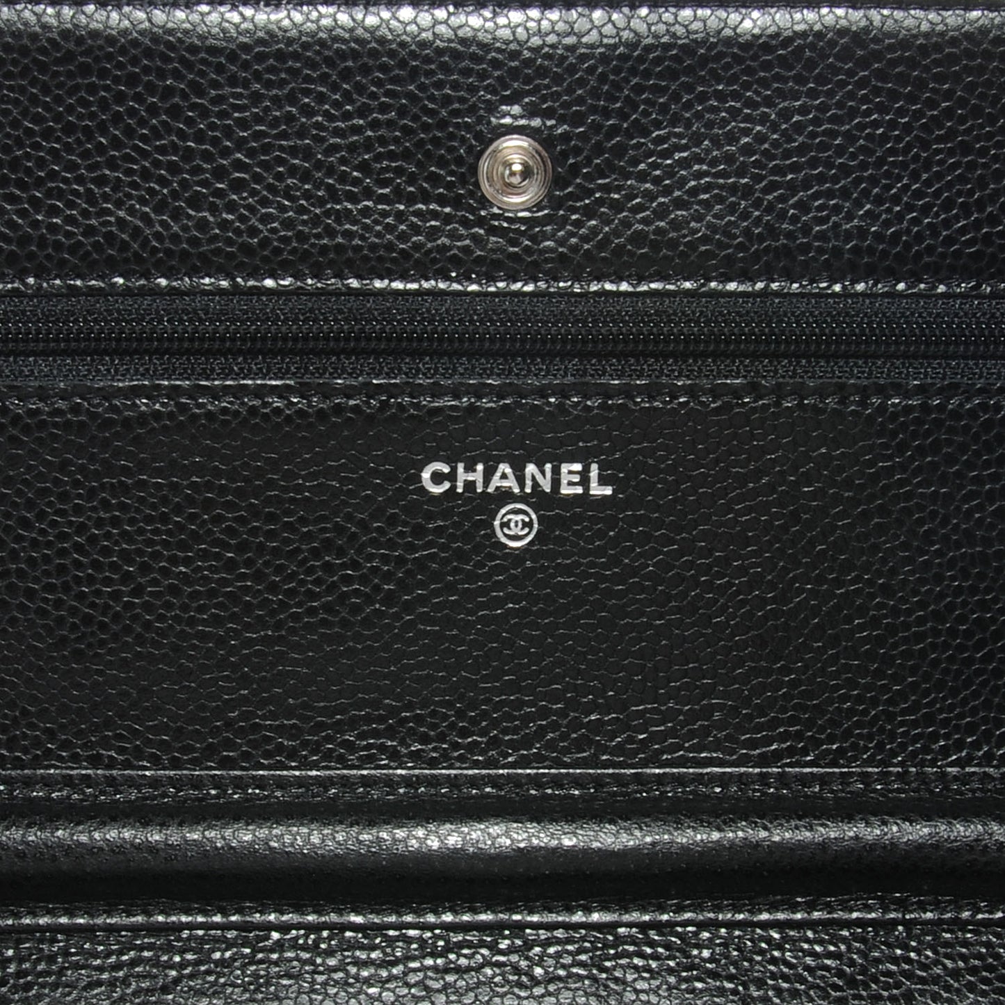 Caviar Quilted Wallet on Chain Black
