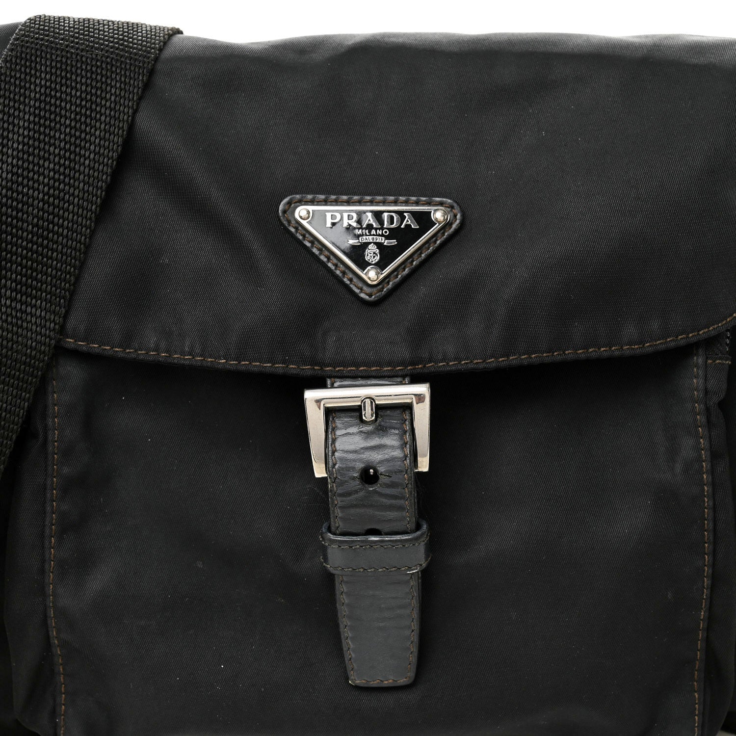 Prada Tessuto Nylon Saffiano Small Vela Messenger Black 8 of 16