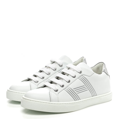 Hermes Calfskin Womens Advantage Sneakers 35 White Gris Argente 3 of 9