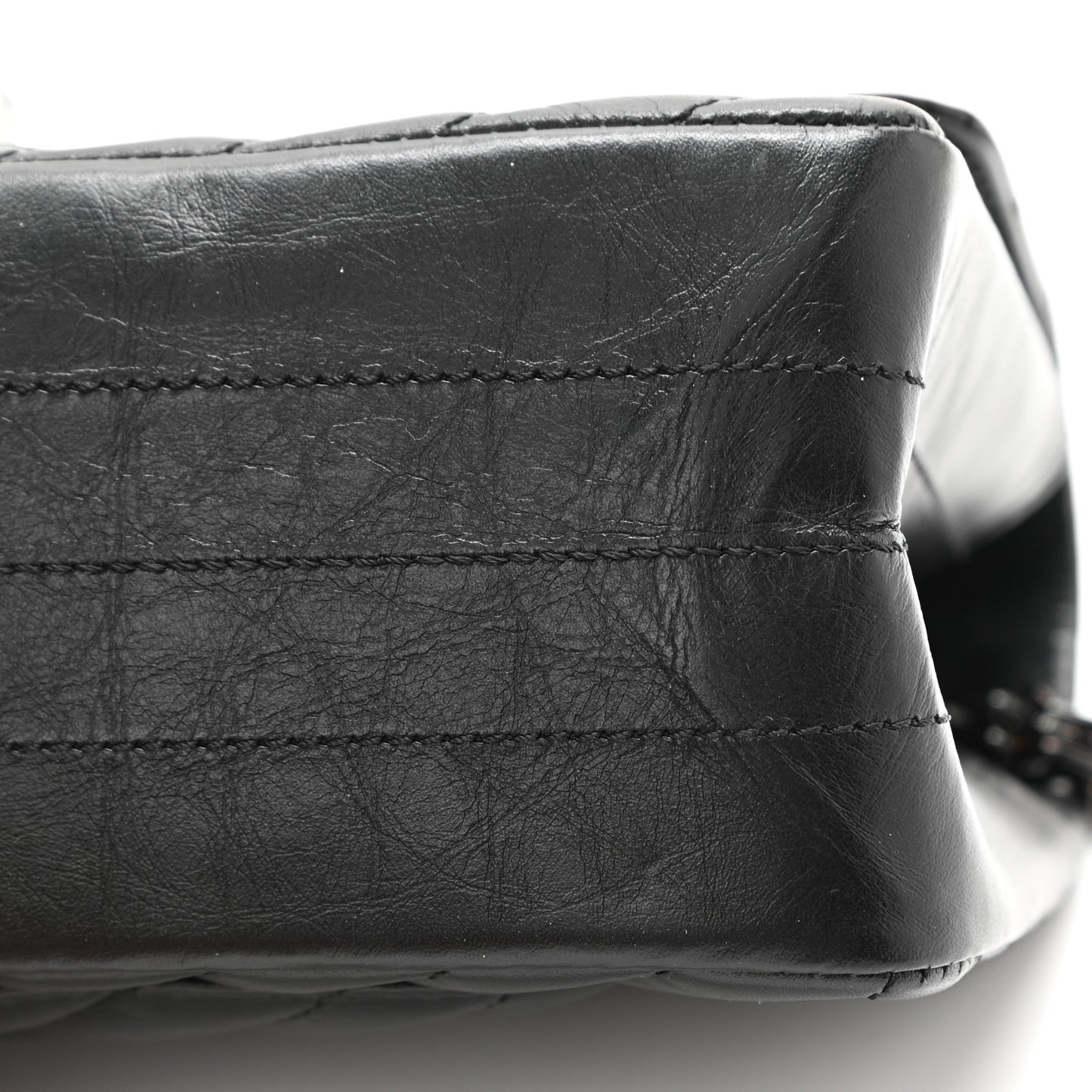 Aged Calfskin Chevron Quilted 2.55 Reissue Mini Flap So Black