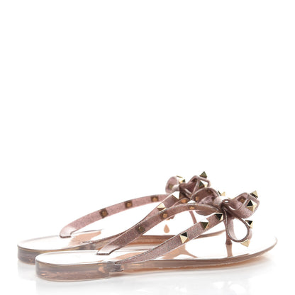 Valentino Garavani PVC Jelly Glitter Rockstud Bow Thong Sandals 35 Multicolor 4 of 10