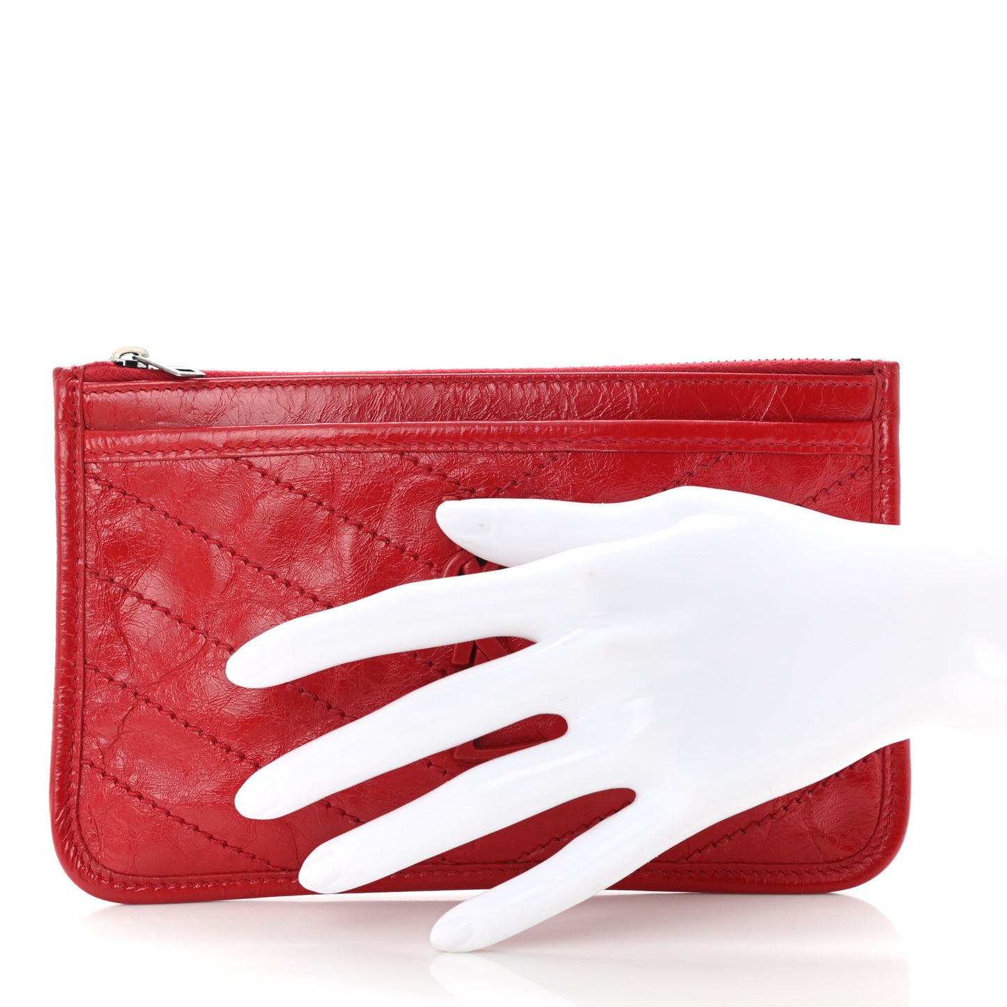 Crinkled Calfskin Matelasse Niki Bill Pouch Red