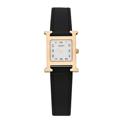Hermes Stainless Steel Epsom 21mm Heure H Hour Quartz Watch Noir 1 of 5