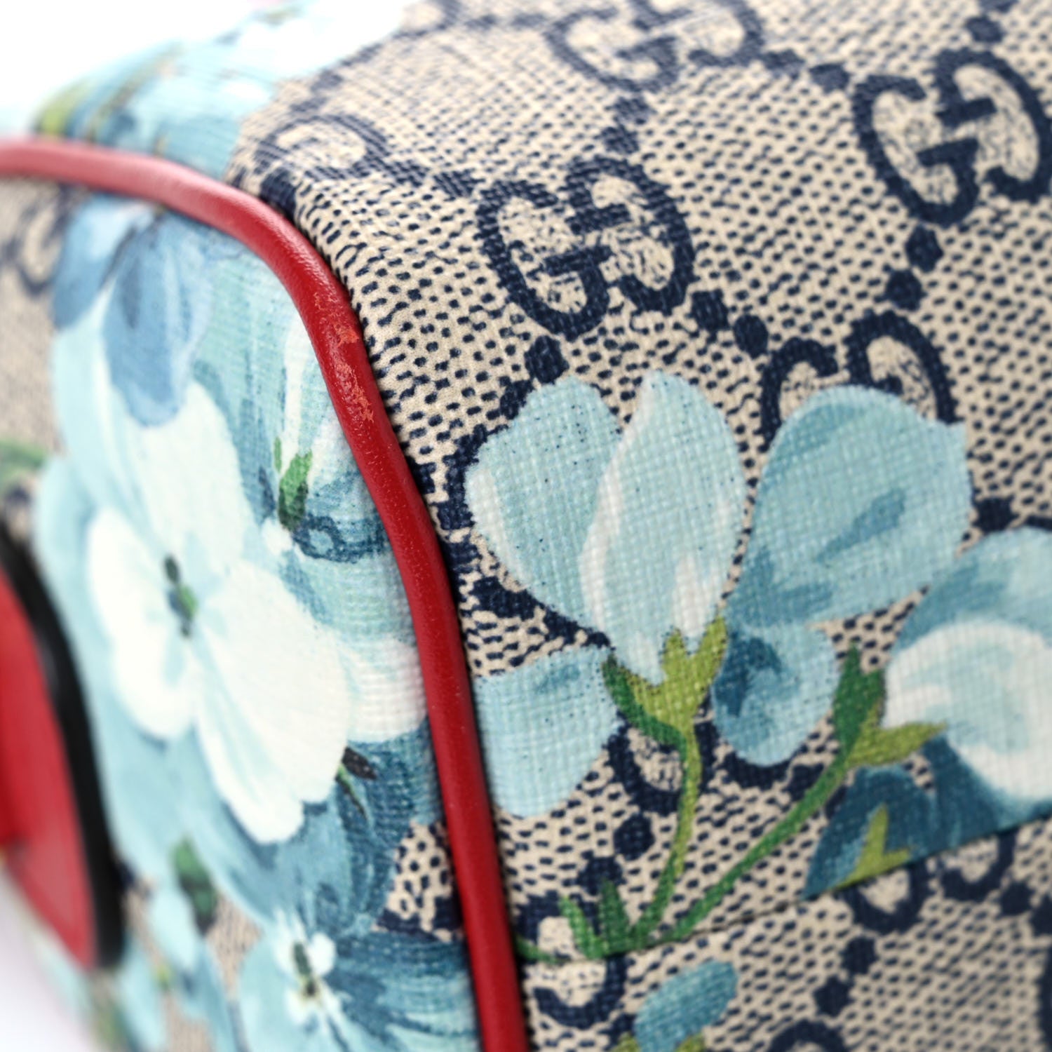 Gucci GG Supreme Monogram Blooms Mini Boston Navy Blue Hibiscus 9 of 14