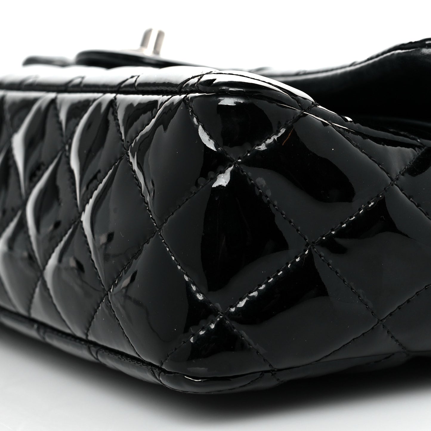 Patent Quilted Medium Double Flap Black