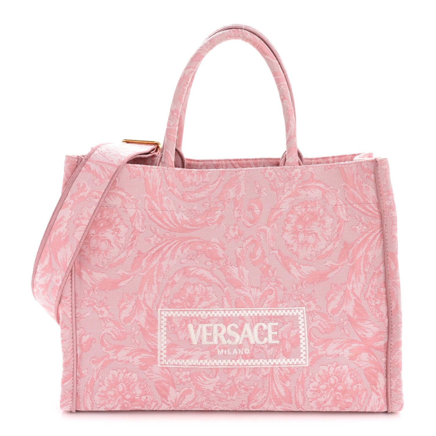 Versace Jacquard Barocco Print Medium Athena Tote Pink 1 of 10
