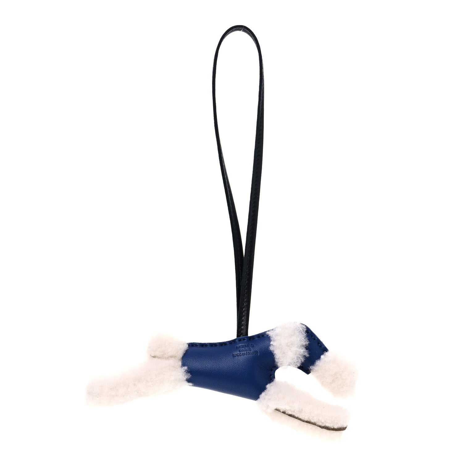 Hermes Milo Lambskin Shearling Budy Charm Bleu Saphir 3 of 5