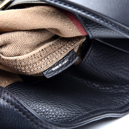 Burberry Grainy Calfskin Canvas Mega Check Medium Ashby Tassel Hobo Black 10 of 11