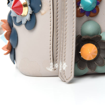 Fendi Vitello Dolce Flowerland Studded Mini Backpack Grigio Polvere Multicolor 12 of 17