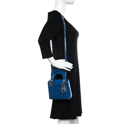 Christian Dior Patent Cannage Mini Lady Dior Blue 2 of 9