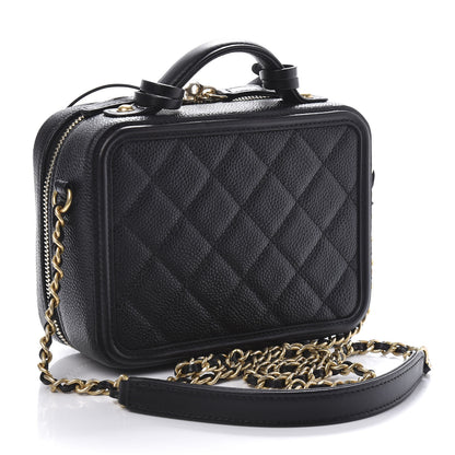 Chanel Caviar Quilted Small CC Filigree Vanity Case Black 3 of 11