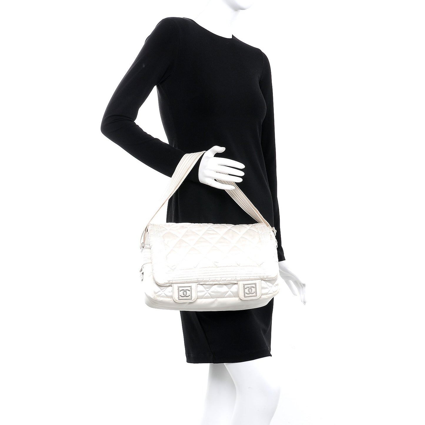 Nylon Ski Messenger Bag White