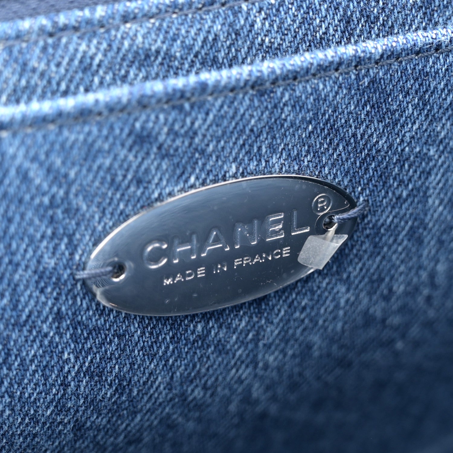 Chanel Denim Quilted CC Print Jumbo Single Flap Blue 6 of 11