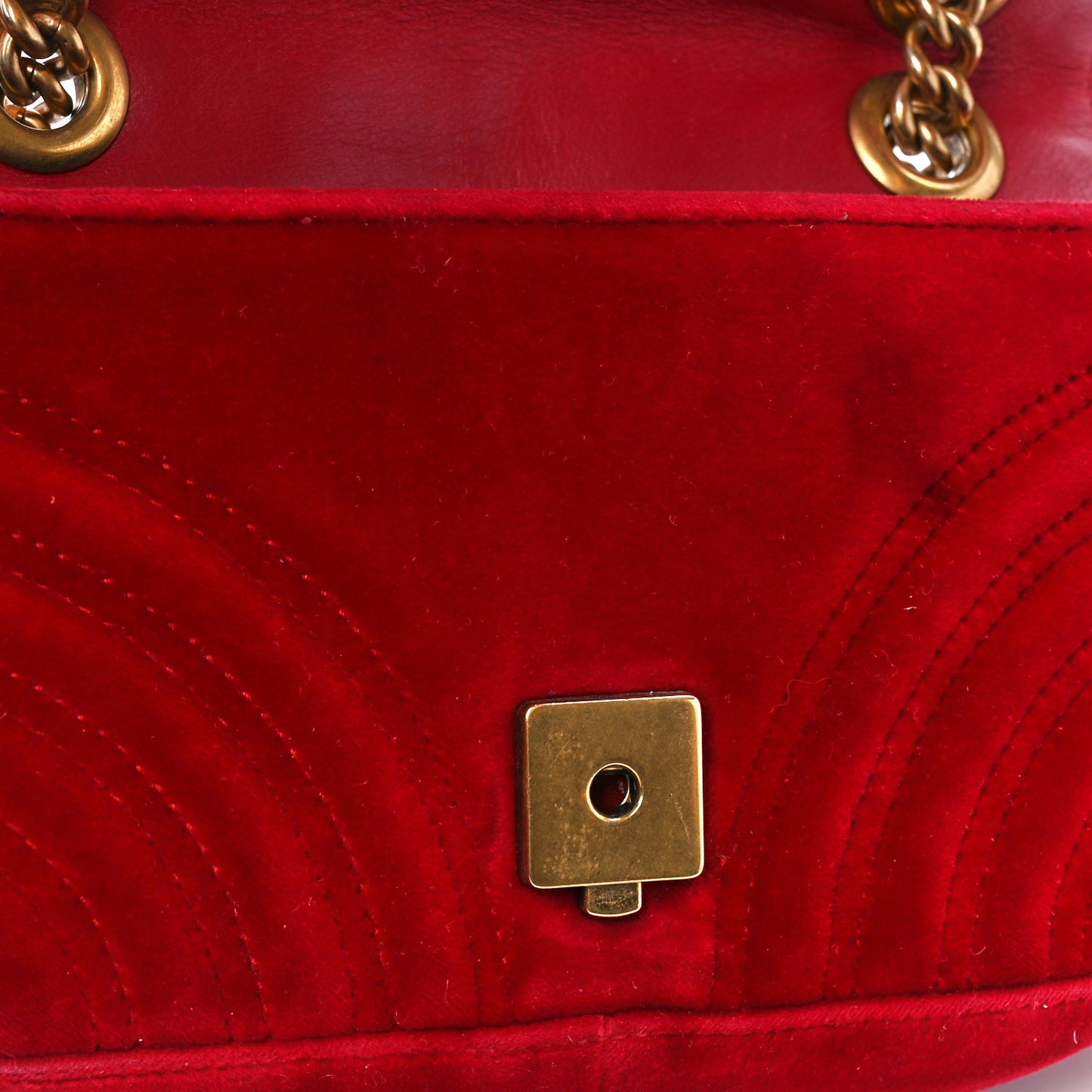 Velvet Matelasse Mini GG Marmont Shoulder Bag Hibiscus Red