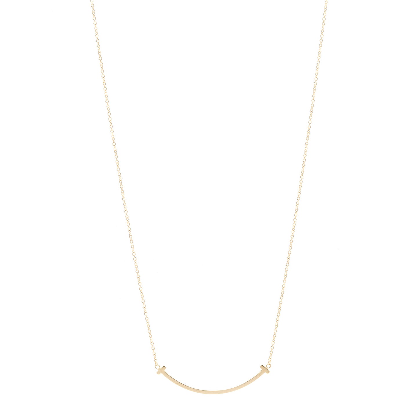 18K Yellow Gold Small T Smile Pendant Necklace