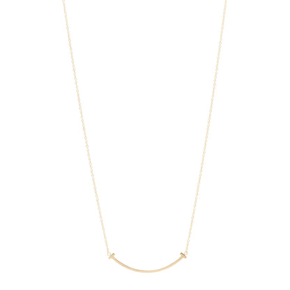 Tiffany 18K Yellow Gold Small T Smile Pendant Necklace 1 of 7
