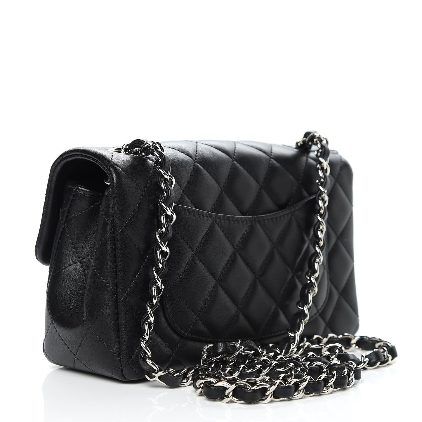 Lambskin Quilted Mini Rectangular Flap Black