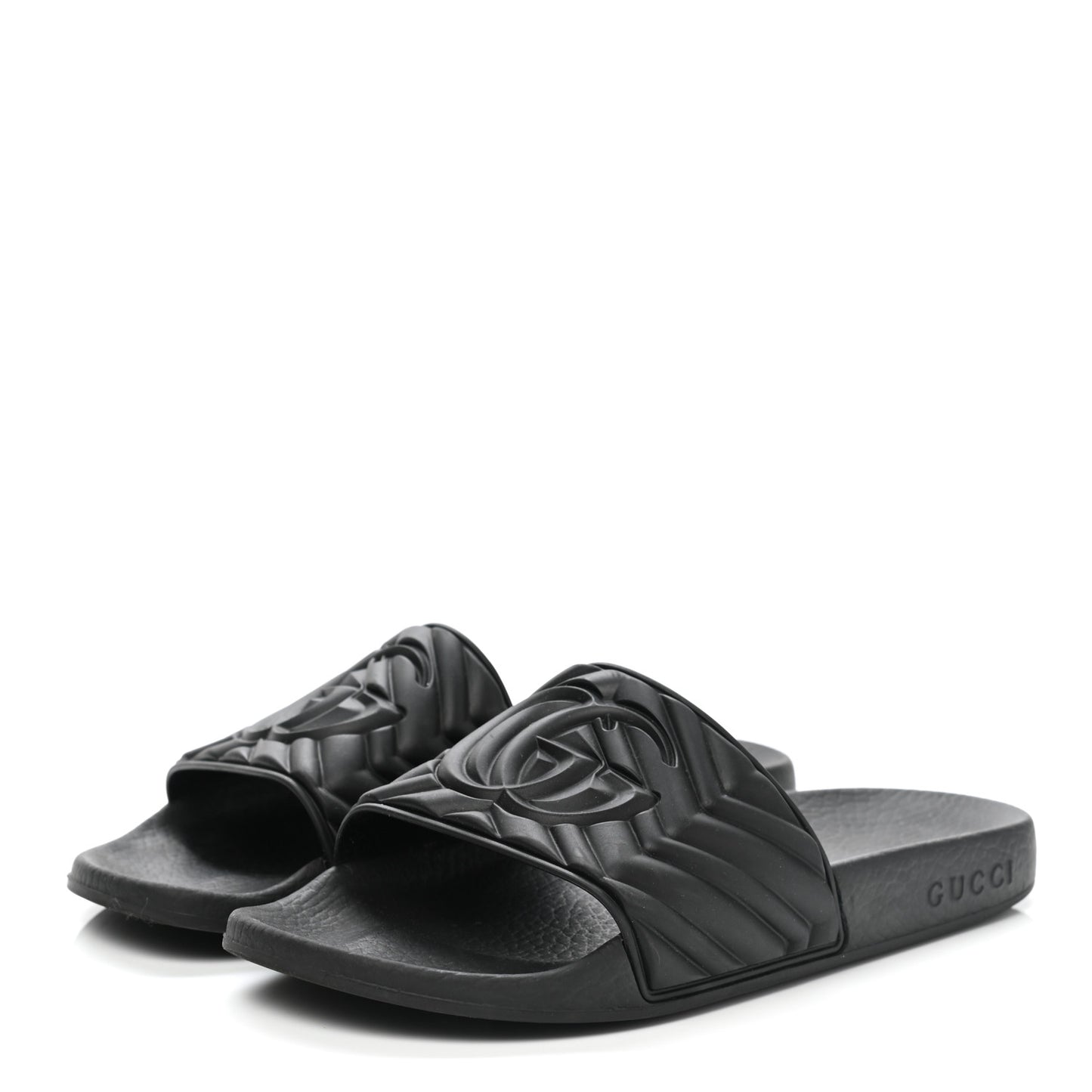 Rubber Matelasse Womens Slide Sandals 37 Black