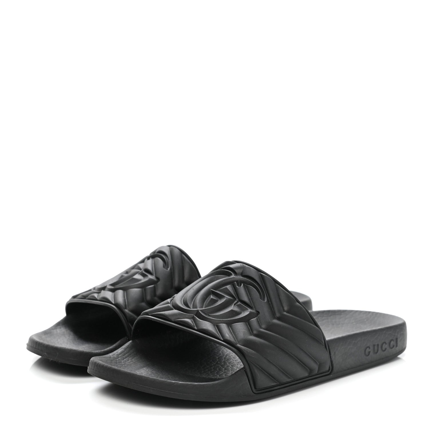 Gucci Rubber Matelasse Womens Slide Sandals 37 Black 3 of 10