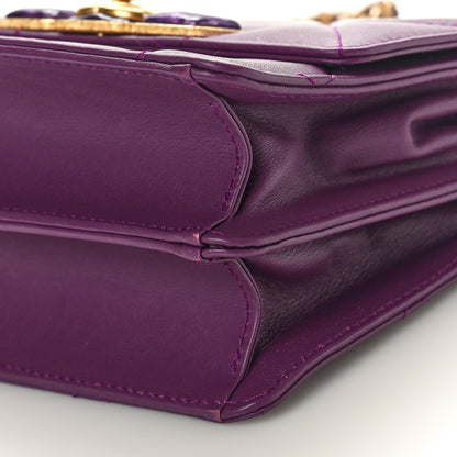Chanel Calfskin Resin Quilted Mini Flap Purple 10 of 11
