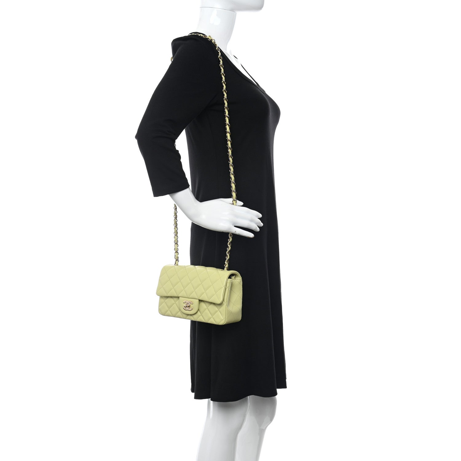 Chanel Lambskin Quilted Mini Rectangular Flap Light Green 2 of 13