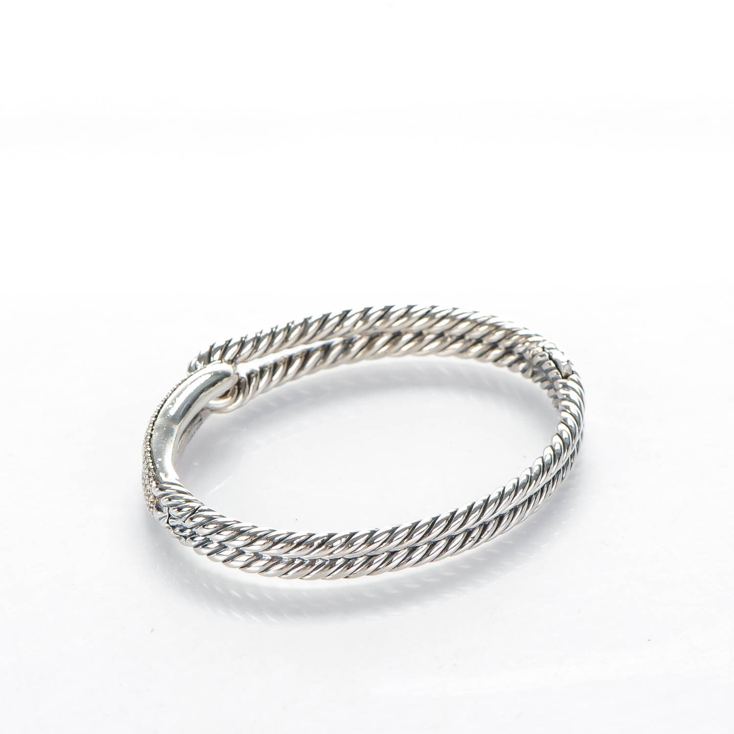 David Yurman Sterling Silver Diamond Pave 10mm Single Loop Labyrinth Bracelet 3 of 6