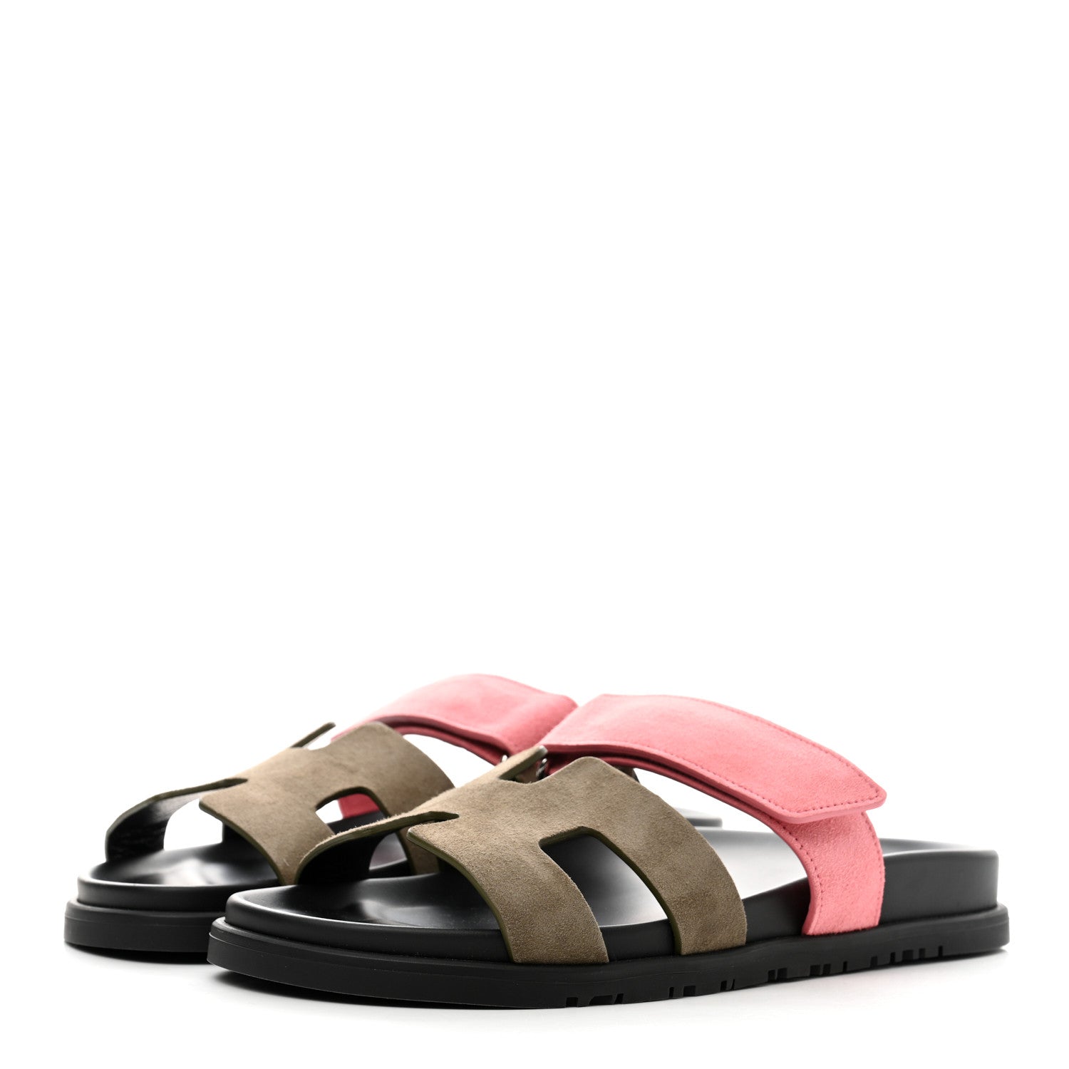 Hermes Suede Goatskin Womens Chypre Sandals 38 Toundra Rose Du Desert 3 of 8