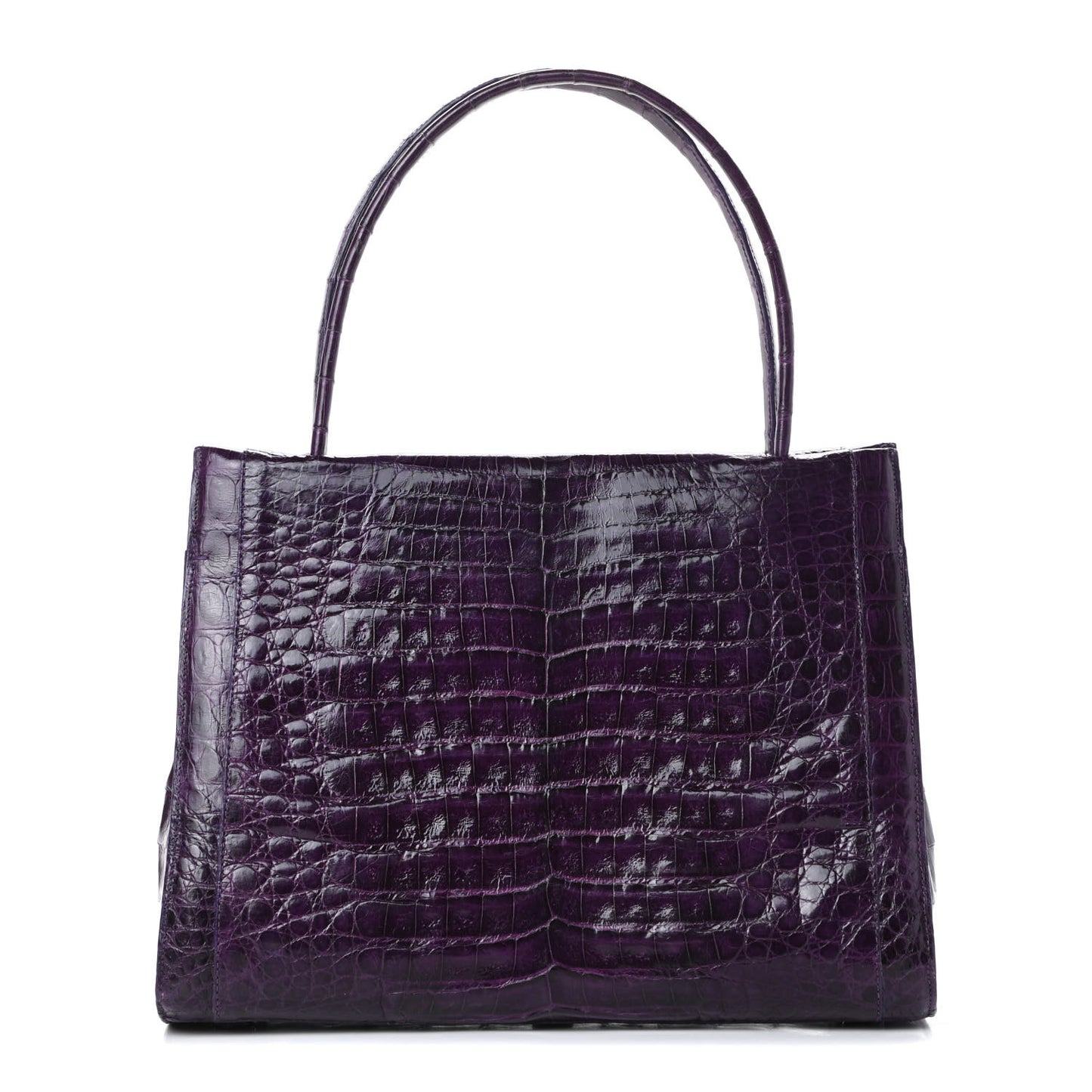 Crocodile Medium Wallis Top Handle Satchel Purple