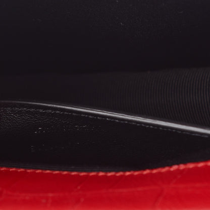 Saint Laurent Calfskin Crocodile Embossed Classic Kate Monogram Clutch Red 7 of 7