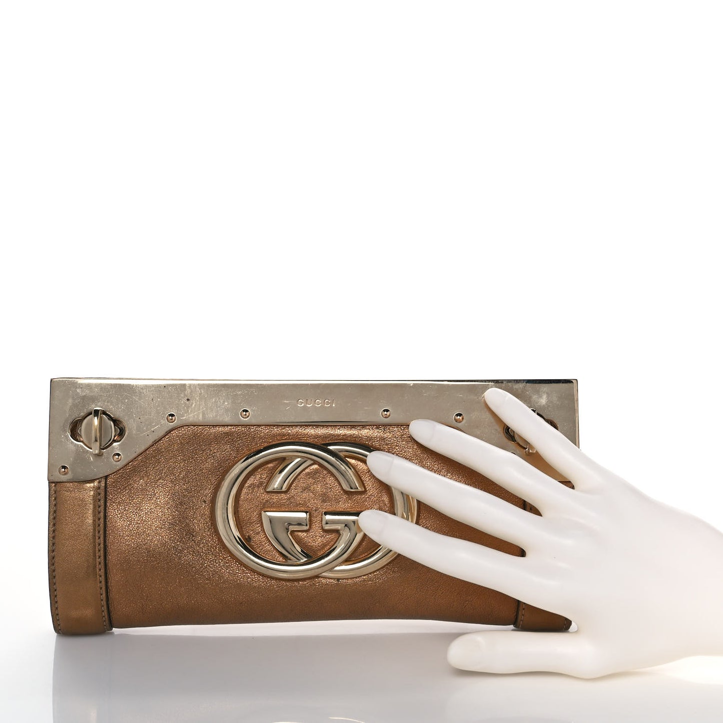Metallic Calfskin Britt Clutch Bronze