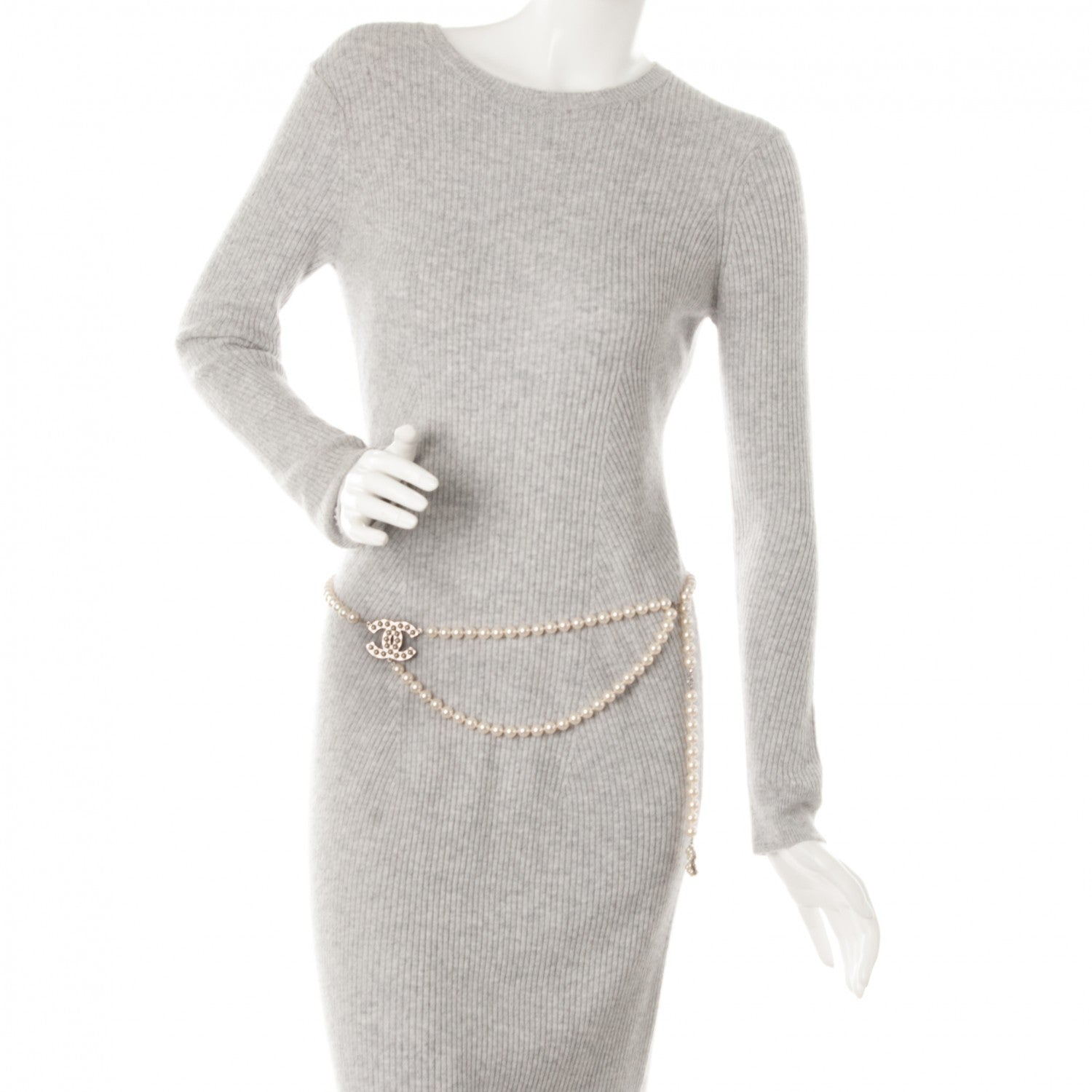 Chanel Pearl CC Double Strand Belt Silver 2 of 5
