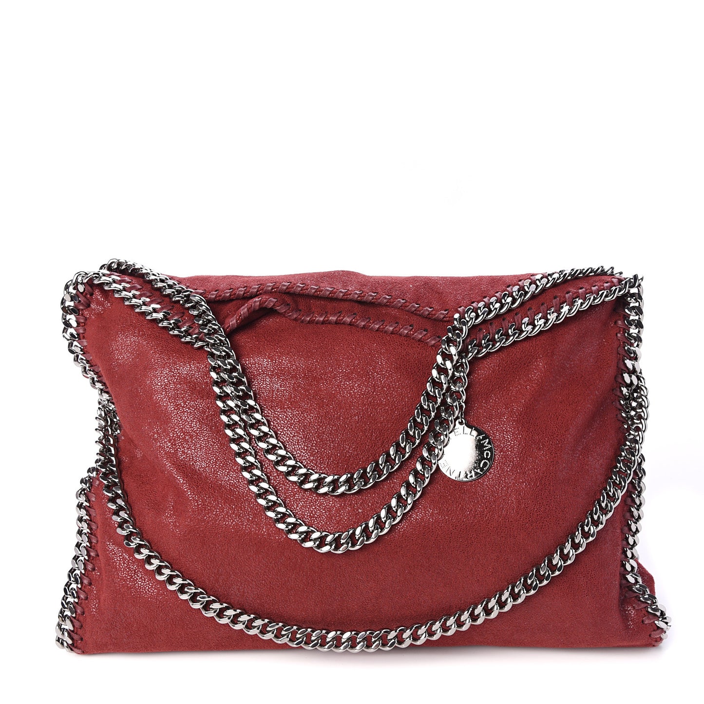 Shaggy Deer Falabella Fold Over Tote Burgundy