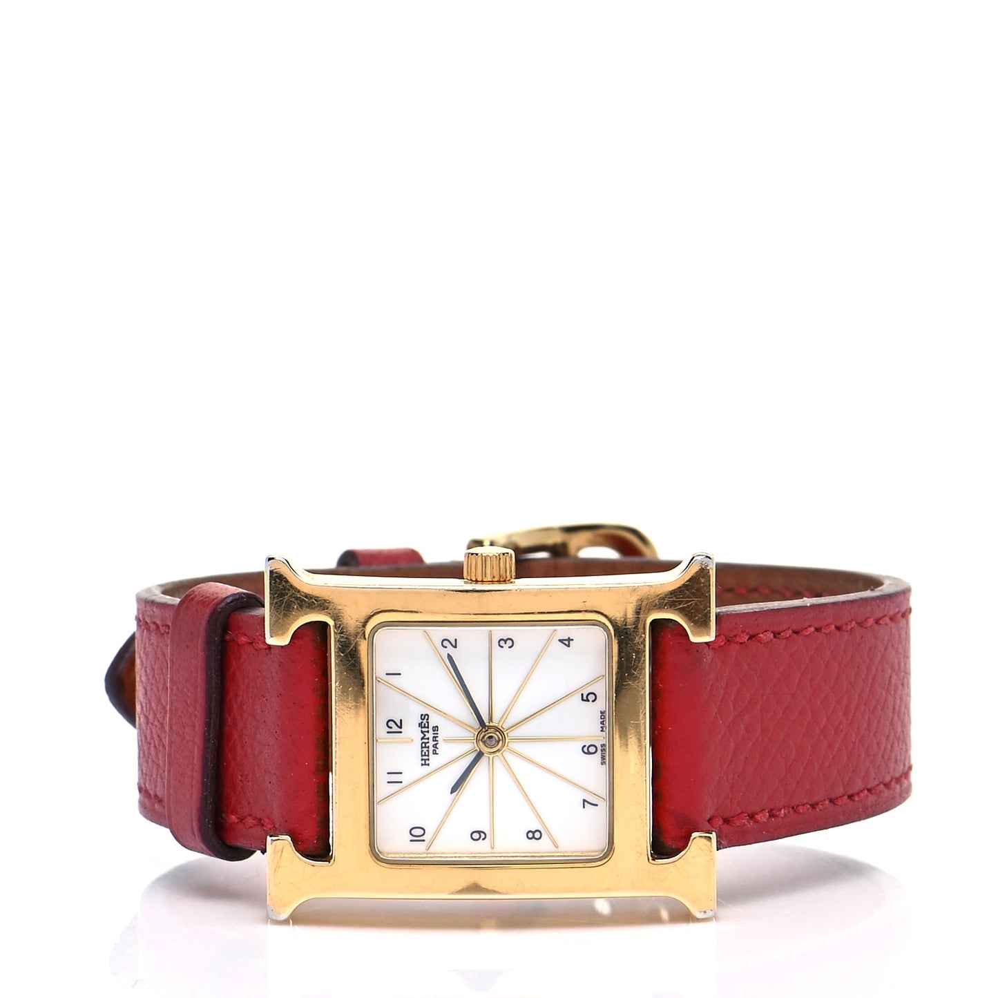 Stainless Steel Epsom 21mm Heure H Hour Quartz Watch Rouge