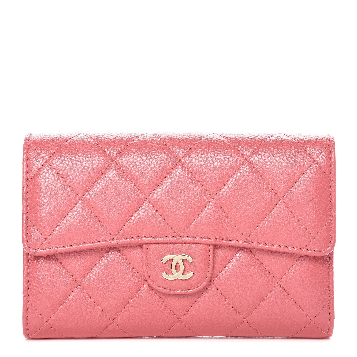 Caviar Quilted Medium Flap Wallet Pink