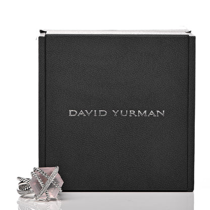 David Yurman Sterling Silver Diamond Rose Quartz 16mm Cable Wrap Ring 55 7.25 7 of 7