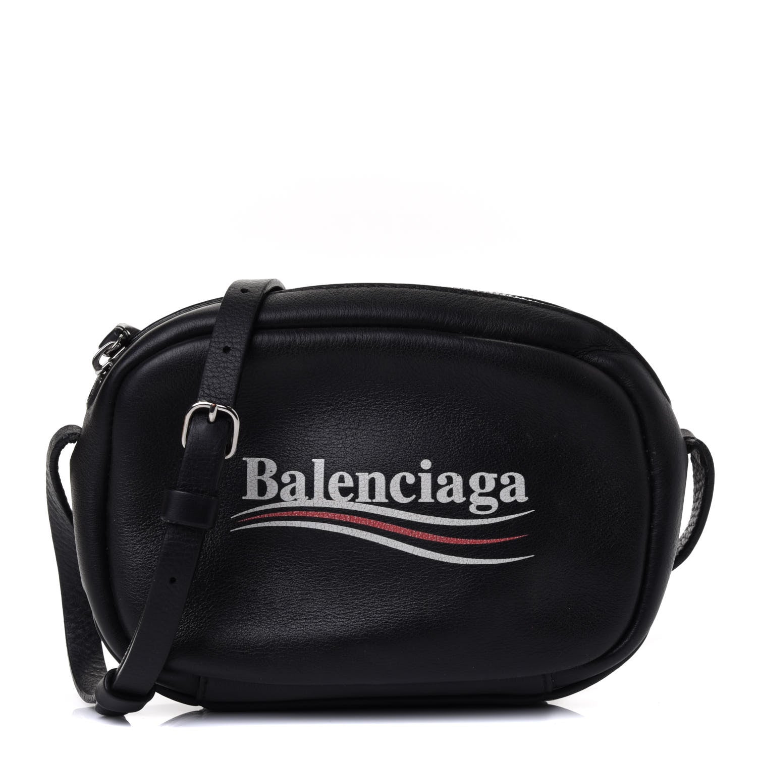Balenciaga Calfskin Political Campaign Logo XS Camera Bag Black 1 of 14