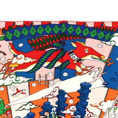 Hermes Cashmere Silk L'Epopee D'Hermes Shawl 140 Vert Bleu Orange 2 of 6