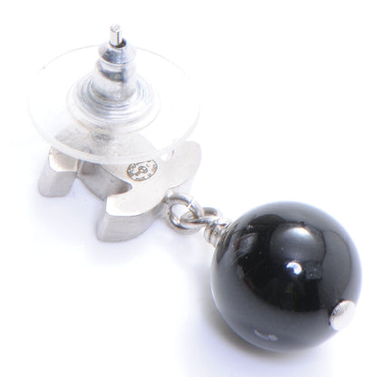 Chanel CC Resin Drop Earrings Black White 3 of 4