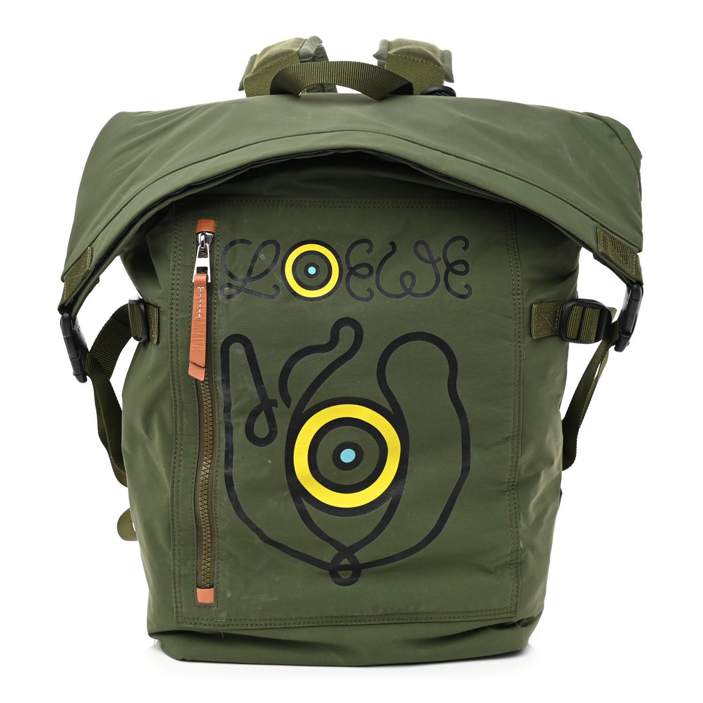 Recycled Nylon Eye/LOEWE/Nature Roll Top Backpack Khaki Green